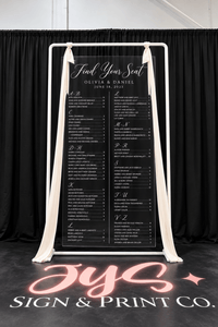 Clear Hanging Acrylic Seating Chart - JYS Custom Backdrops & Acrylic Signs