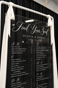 Clear Hanging Acrylic Seating Chart - JYS Custom Backdrops & Acrylic Signs