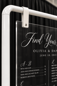 Clear Hanging Acrylic Seating Chart - JYS Custom Backdrops & Acrylic Signs