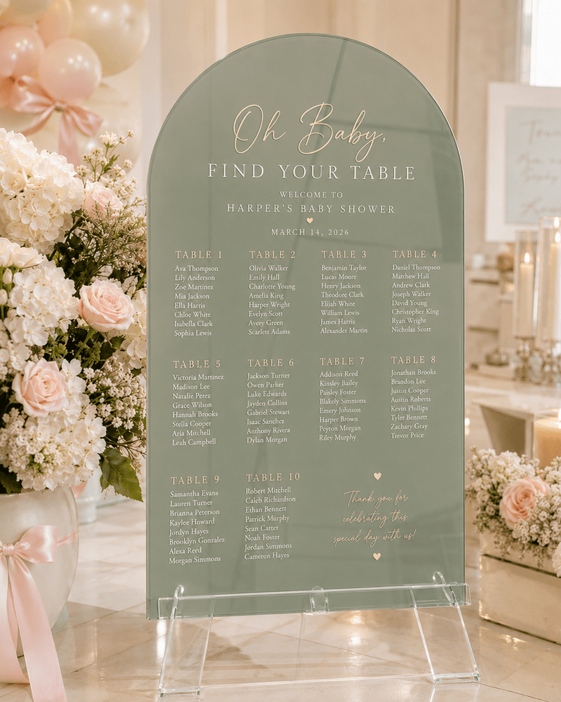 The Brittany | Acrylic Seating Chart - JYS Custom Backdrops & Acrylic Signs