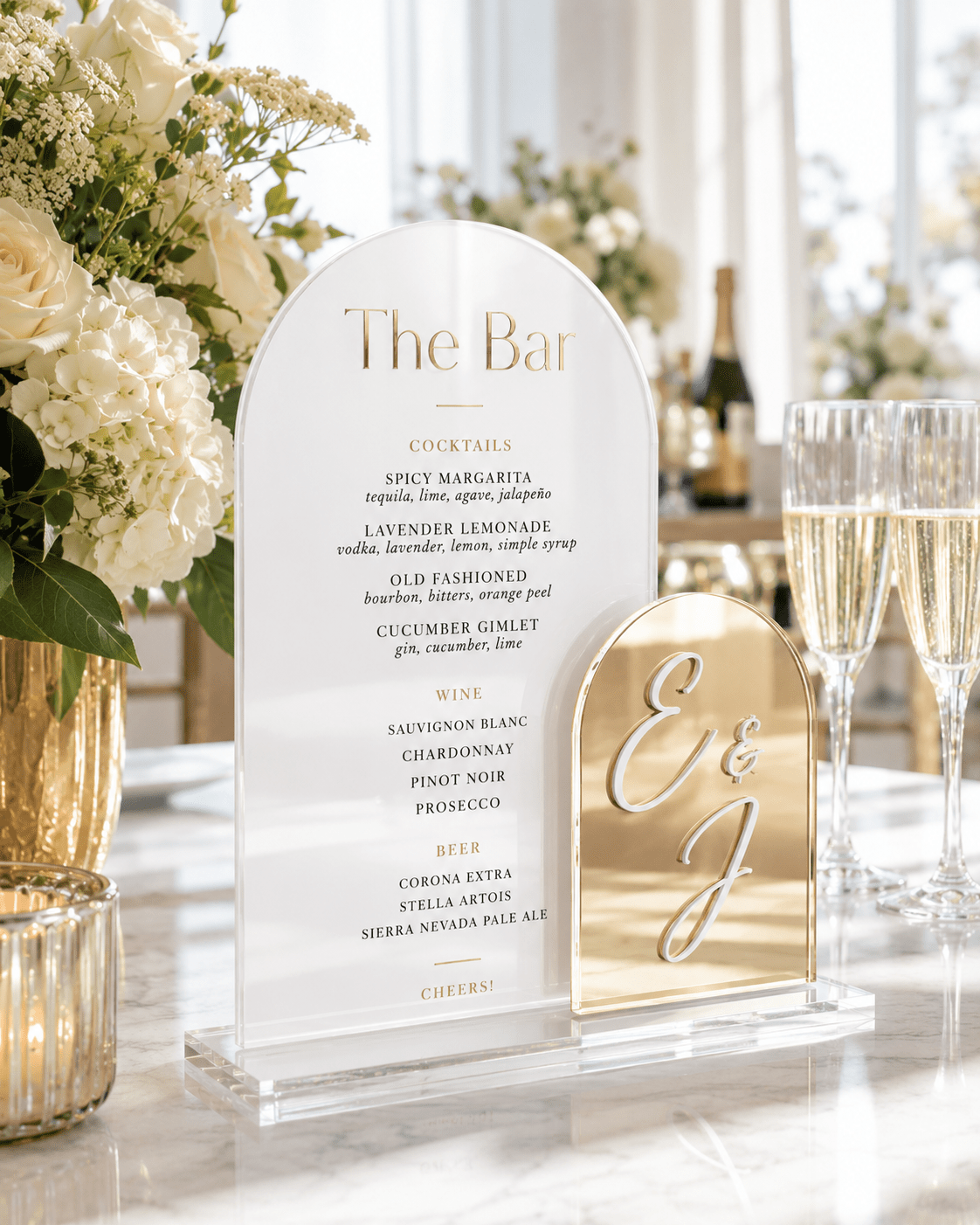 The Celeste | Custom Acrylic Bar Menu - JYS Custom Backdrops & Acrylic Signs