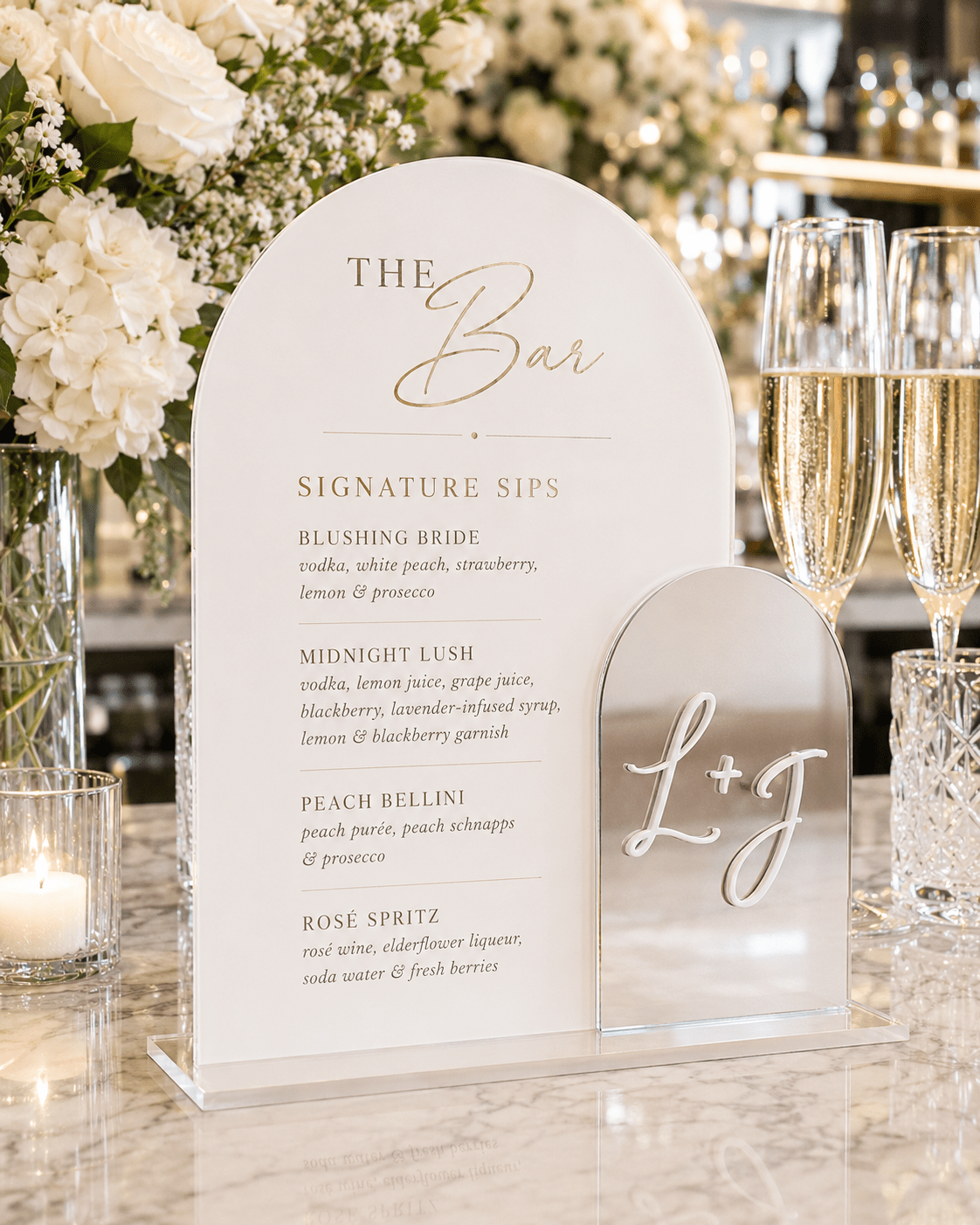 The Celeste | Custom Acrylic Bar Menu - JYS Custom Backdrops & Acrylic Signs