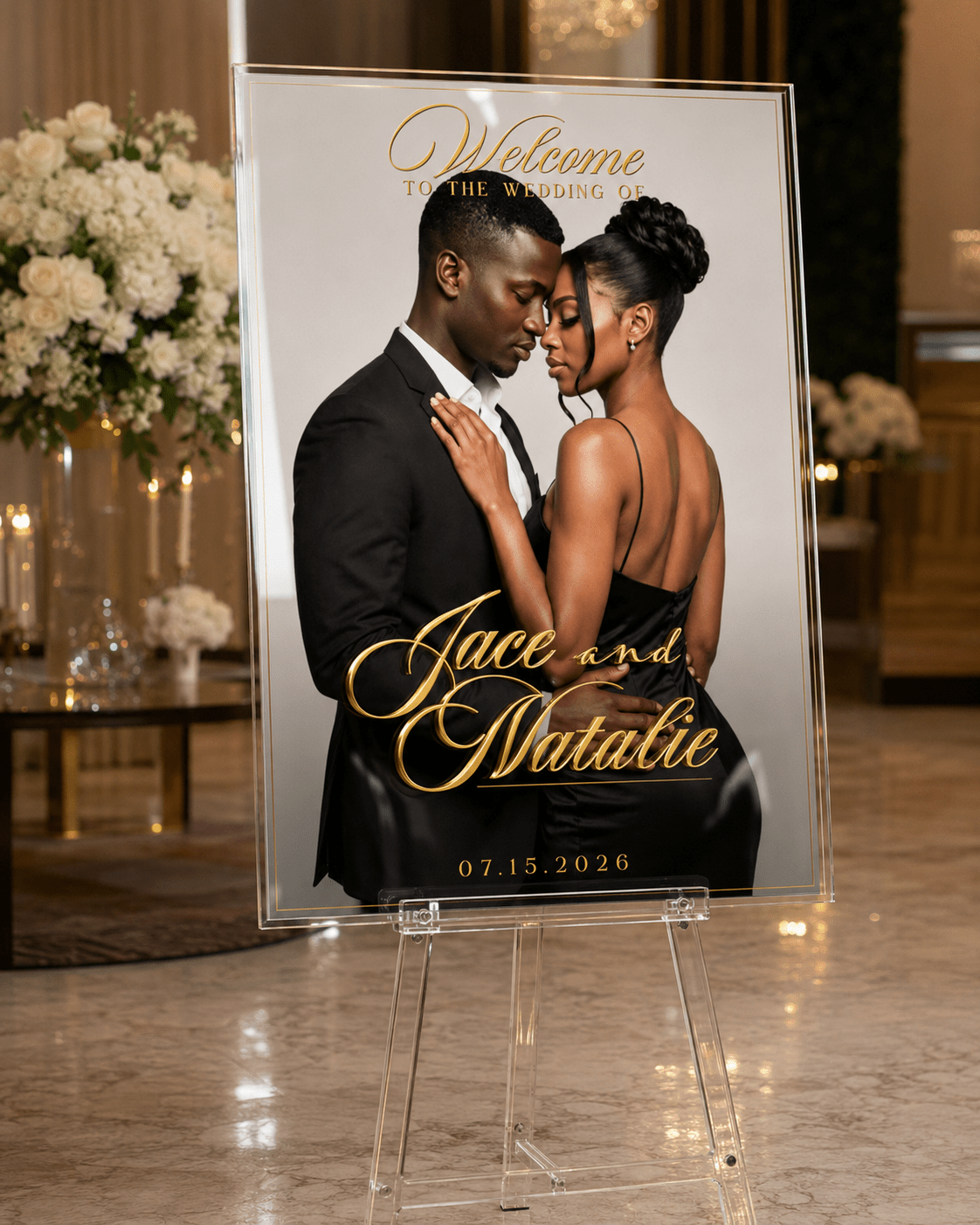The Juliette | Acrylic Welcome Sign - JYS Custom Backdrops & Acrylic Signs