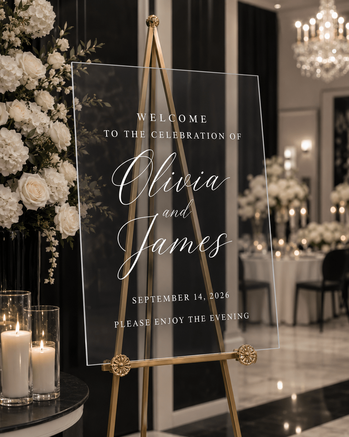 The Minimalist | Acrylic Welcome Sign - JYS Custom Backdrops & Acrylic Signs