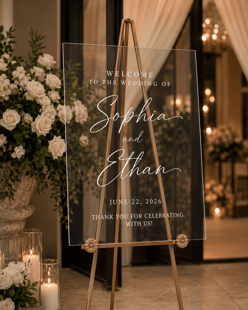 The Minimalist | Acrylic Welcome Sign - JYS Custom Backdrops & Acrylic Signs