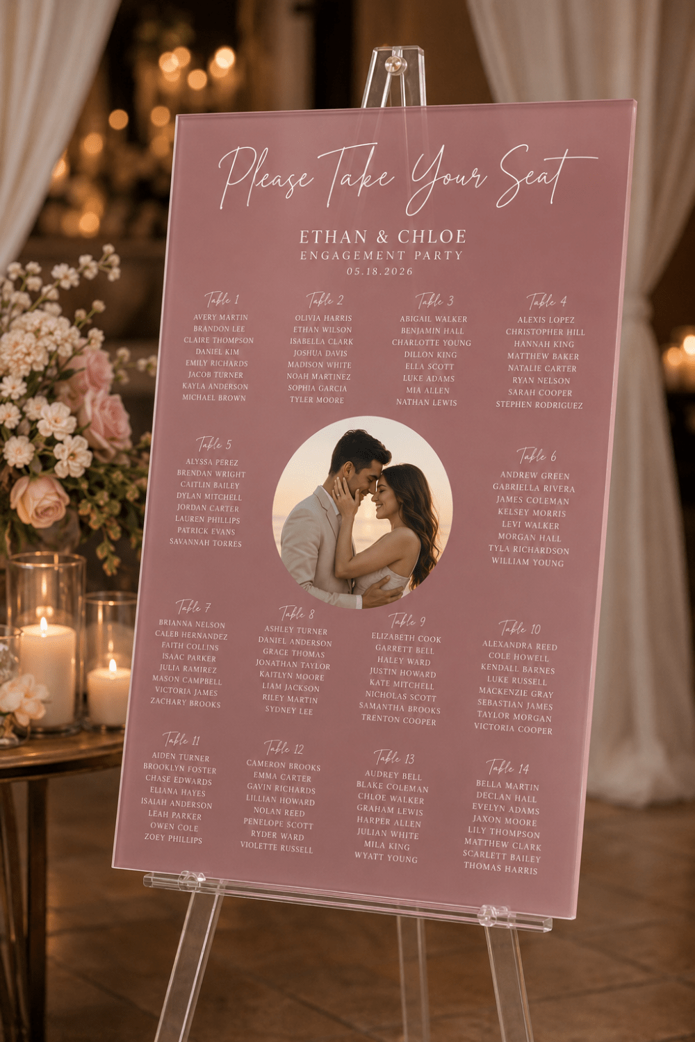 The Portrait | Acrylic Seating Chart - JYS Custom Backdrops & Acrylic Signs