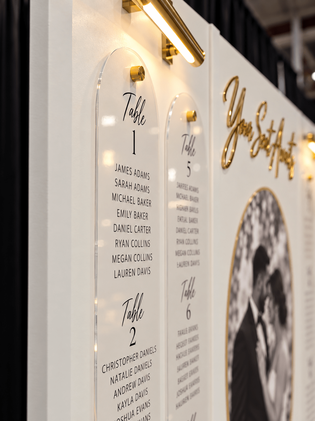 The Portrait Seating Chart | 3-Panel Wedding Seating Chart - JYS Custom Backdrops & Acrylic Signs