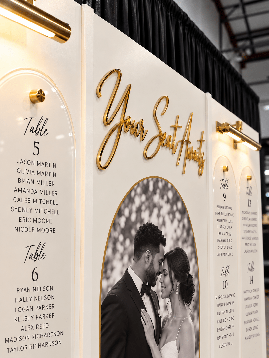 The Portrait Seating Chart | 3-Panel Wedding Seating Chart - JYS Custom Backdrops & Acrylic Signs