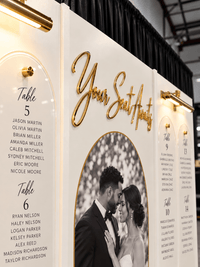 The Portrait Seating Chart | 3-Panel Wedding Seating Chart - JYS Custom Backdrops & Acrylic Signs