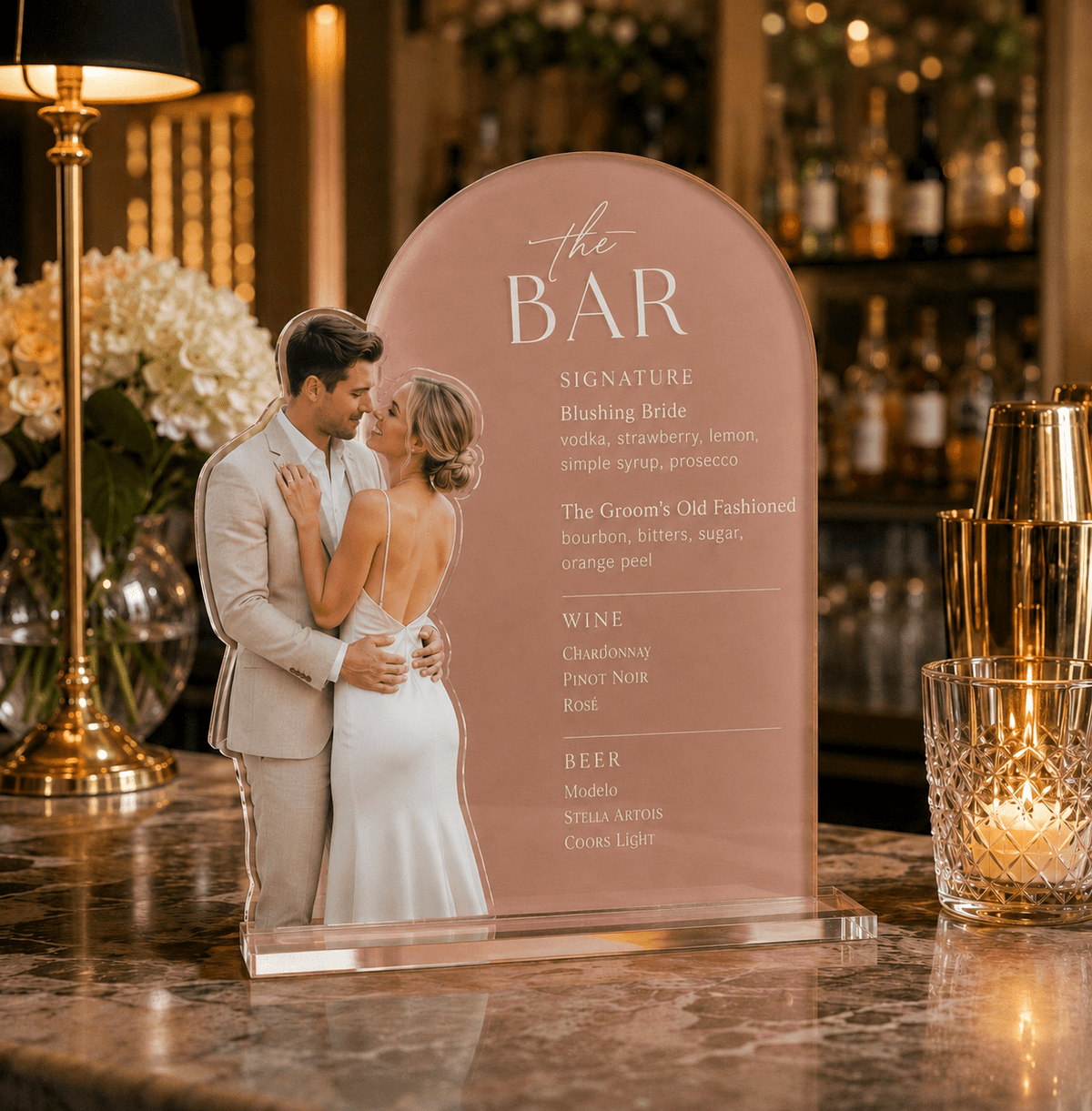 The Toast | Custom Acrylic Bar Menu with Photo - JYS Custom Backdrops & Acrylic Signs