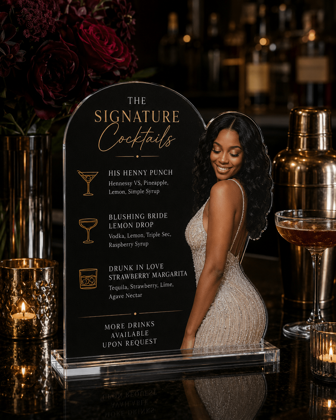 The Toast | Custom Acrylic Bar Menu with Photo - JYS Custom Backdrops & Acrylic Signs