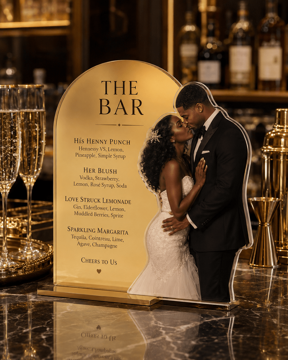 The Toast | Custom Acrylic Bar Menu with Photo - JYS Custom Backdrops & Acrylic Signs