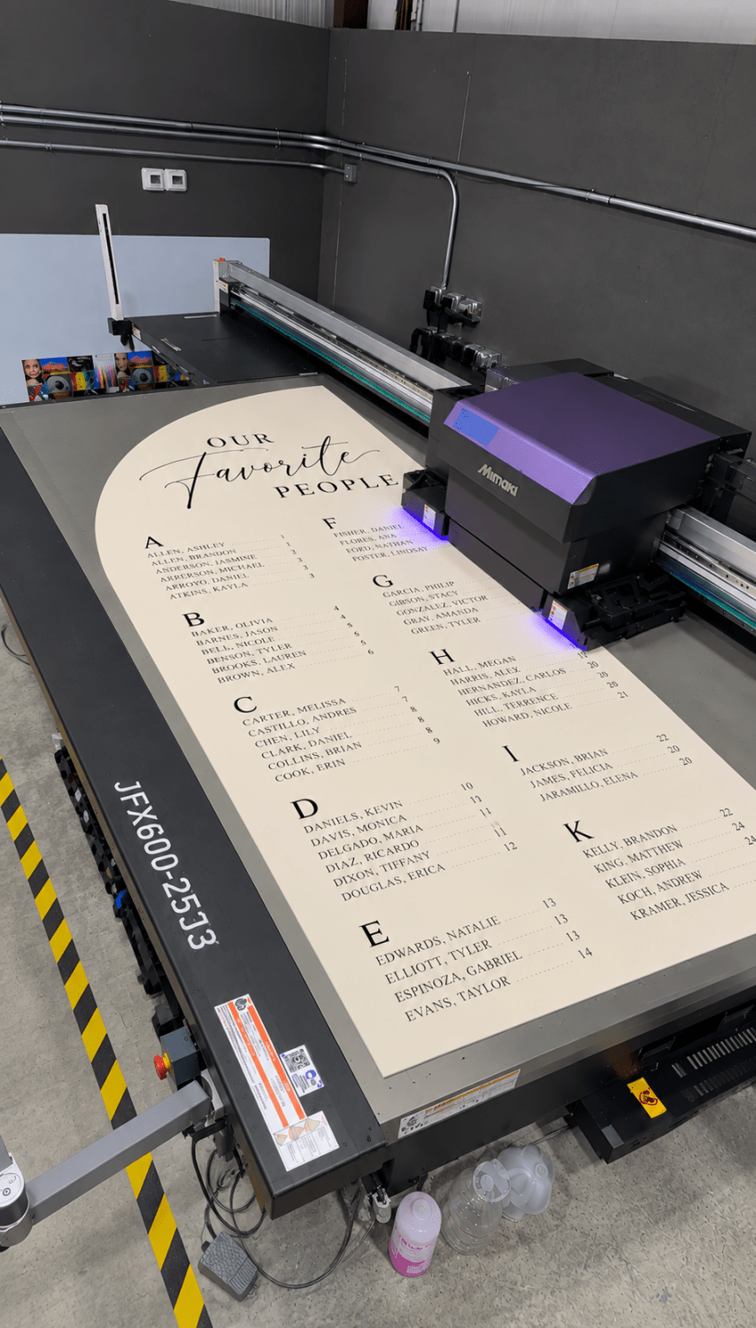 Three Board Seating Chart with 3D Acrylic Initials - JYS Custom Backdrops & Acrylic Signs