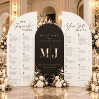 Three Board Seating Chart with 3D Acrylic Initials - JYS Custom Backdrops & Acrylic Signs