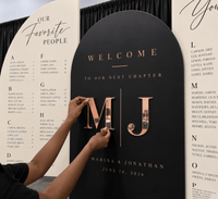 Three Board Seating Chart with 3D Acrylic Initials - JYS Custom Backdrops & Acrylic Signs