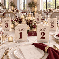 Travertine Table Numbers with 3D Acrylic - JYS Custom Backdrops & Acrylic Signs